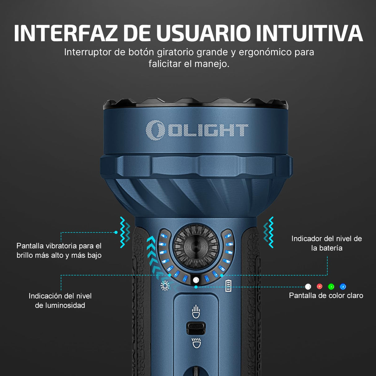 OLIGHT Marauder mini Linterna Tรกctica LED Linterna de Alta Potentcia Recargable 7000 Lรบmenes 600 Metros 35.5 Horas Max. Linterna Prรกctica de Trabajo Exterior al Aire Libre(Azul Oscuro)