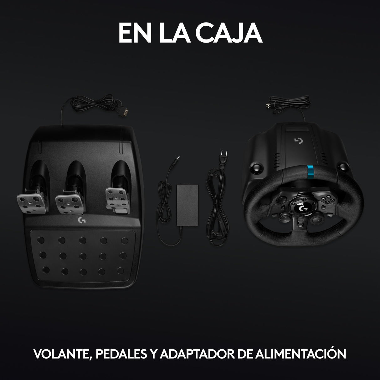 Logitech G G923 Racing Wheel and Pedals, Force Feedback TRUEFORCE,1.000 Hz, respuesta eficaz, control de salida de doble embrague, volante auténtico, para PS5, PS4, PC, Mac - Negro