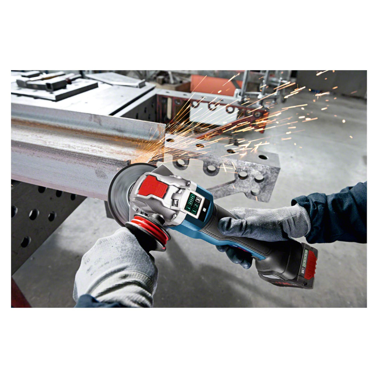 Bosch Professional 18V System GWX 18V-10 PSC - Amoladora angular a batería (Brushless, X-LOCK, Ø 125 mm, vel. regulable 4500 - 9000 rpm, hombre muerto, Connectivity, sin batería, en L-BOXX)
