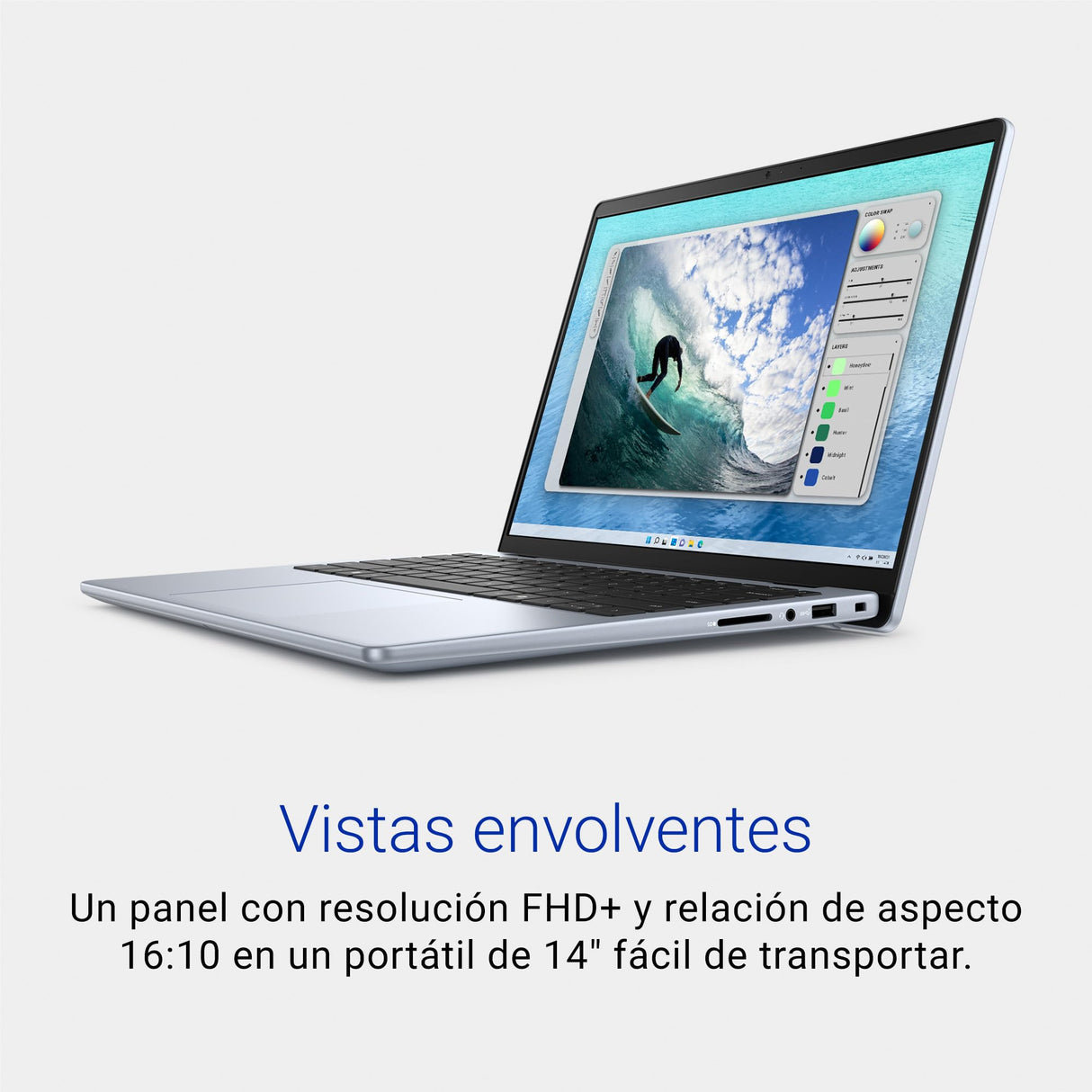 Dell Inspiron 14 5440 Ordenador Portátil de 14" FHD+, Intel Core i5-1334U, Intel Iris Xe Graphics, 16GB RAM, 512GB SSD, Fingerprint Reader, Windows 11, Teclado retroiluminado QWERTY Español, Ice Blue
