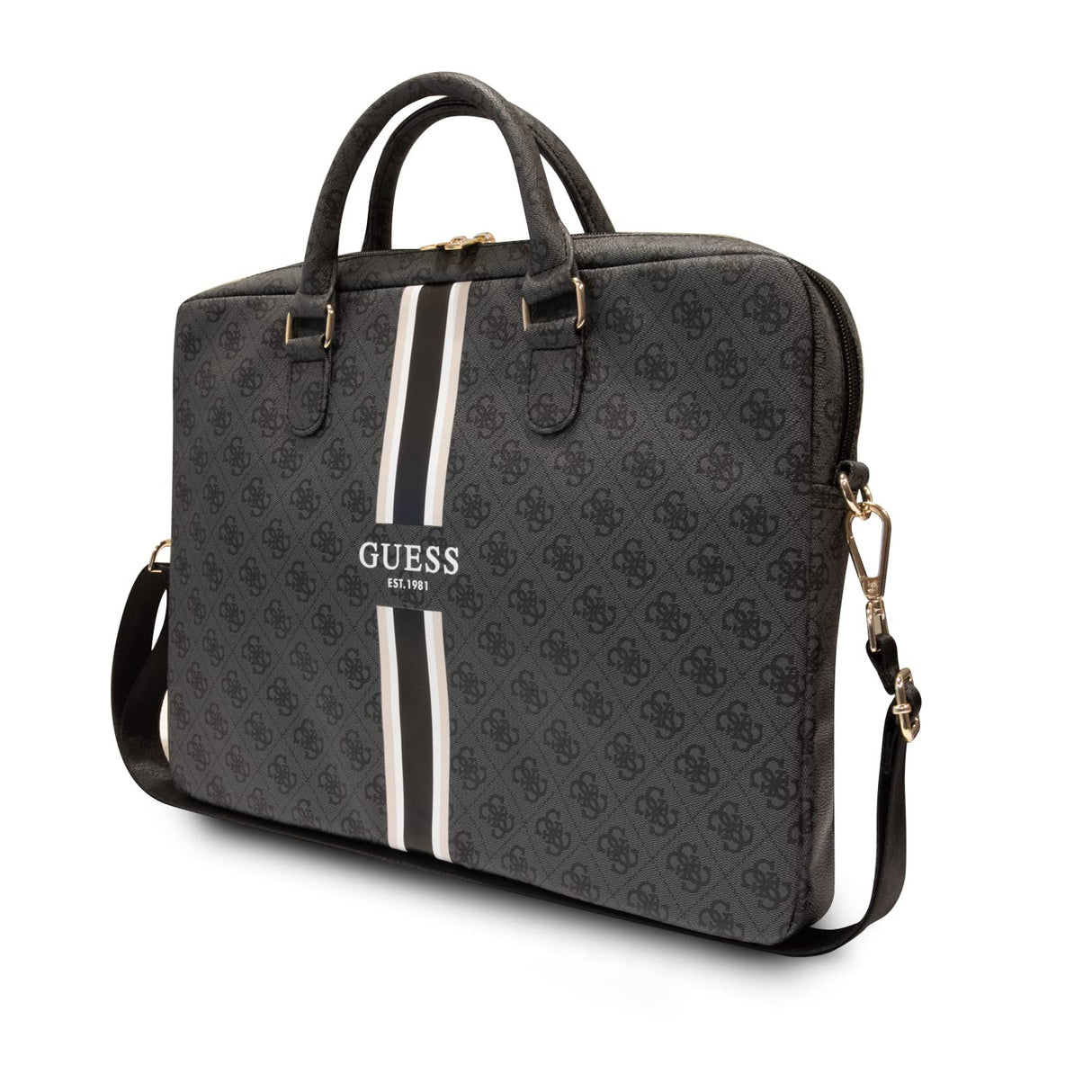 GUESS - Rayas impresas de 4 G, bolsa unisex para adulto, descripción del check, Negro, Check Description