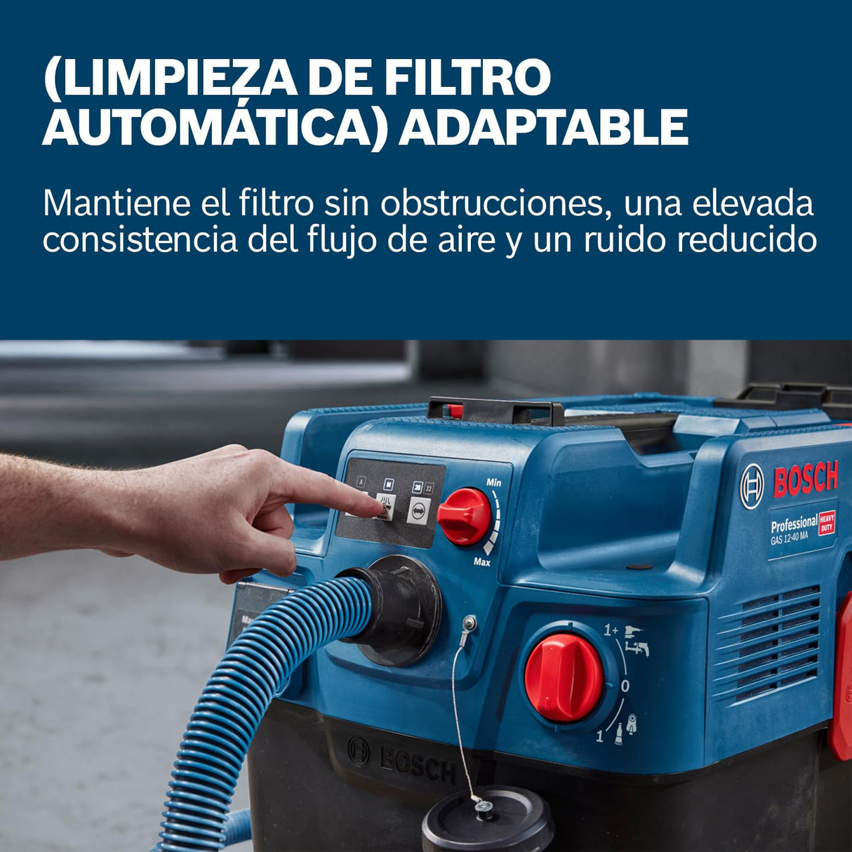 Bosch Professional aspirador universal GAS 12-40 MA (1200 W, limpieza automática del filtro (AFC), con filtro principal, manguera, adaptador PT combinado, boquilla de cepillo combinada)