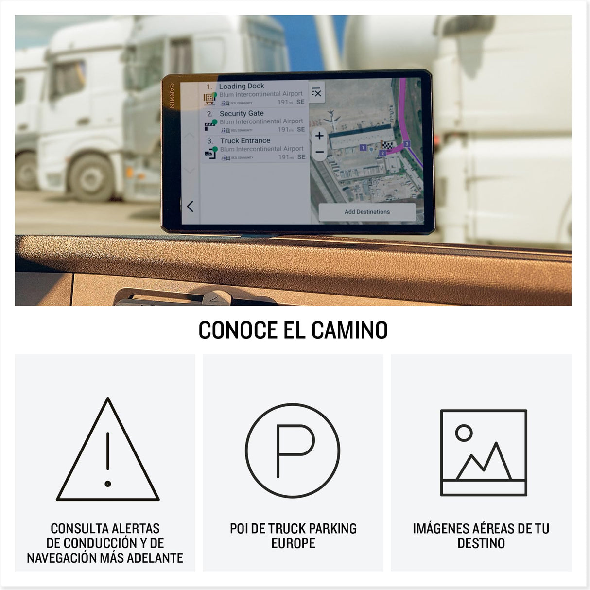 Garmin dēzl LGV1020, GPS para camión con Pantalla Brillante de 10'', Información de tráfico en Tiempo Real, Voz y Asistencia al Conductor, Rutas Personalizadas, Mapas de EU, Alertas meteorológicas