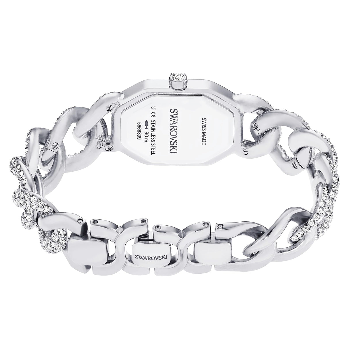 Swarovski Reloj Dextera Chain, Fabricado en Suiza, Pulsera de Cristal, Tono Plateado, Acero Inoxidable