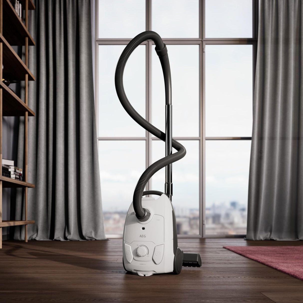 AEG AB51C1SW Aspiradora de Trineo con Bolsa, 750W de Potencia, 3,5L de Capacidad, Cable de 8,5m, 79dB de Ruido, Filtro Lavable, Cepillo Todo Suelo, Boquilla 2 en 1, Incluye 1 Bolsa, Blanco