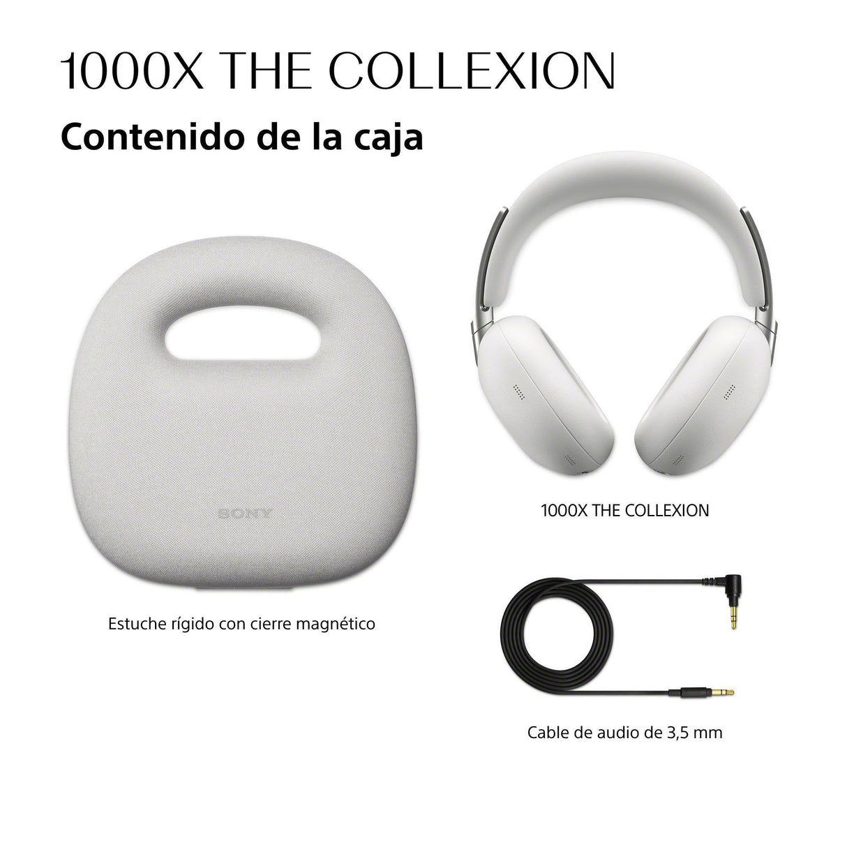 Sony 1000X The COLLEXION Auriculares de Lujo Bluetooth inalámbricos, con Noise Cancelling Premium, Sonido Hi-Res Estudio; 360 Spatial Audio; Estuche Resistente; Platino, Nuevo Modelo