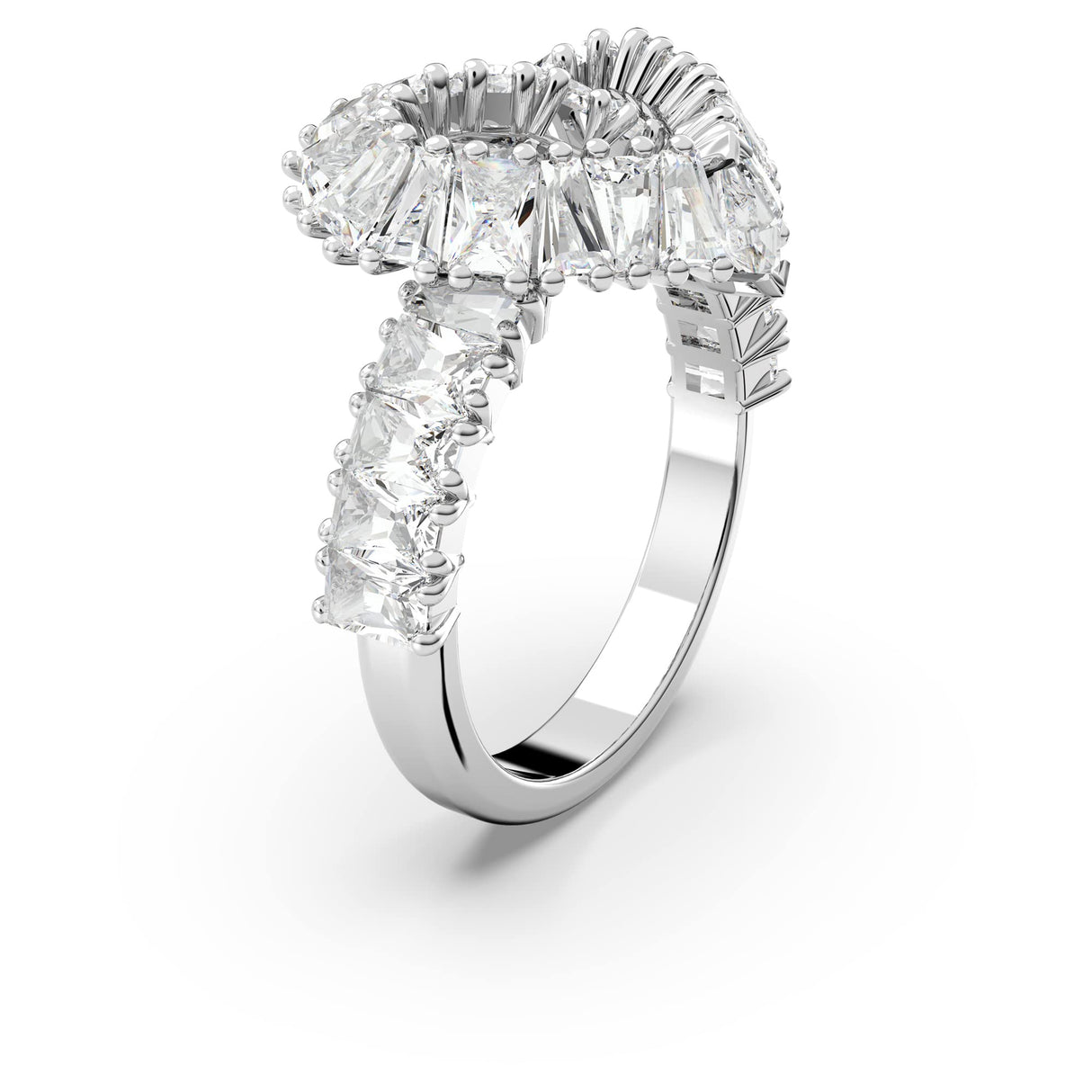 Swarovski Matrix Motif Anillo engarzado en forma de corazón con cristales transparentes en montura rodiada, Talla 55, de la Colección Matrix de Swarovski
