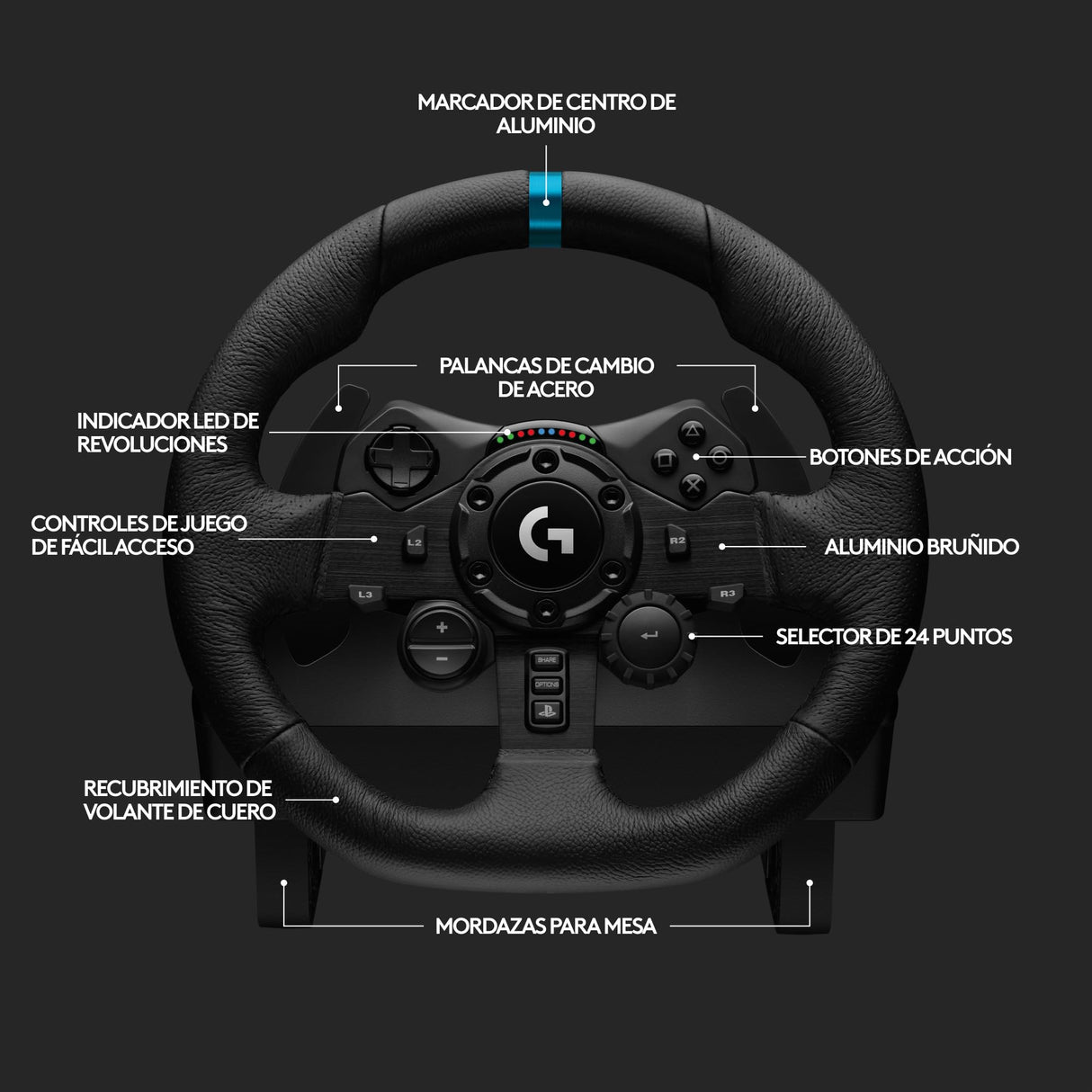 Logitech G G923 Racing Wheel and Pedals, Force Feedback TRUEFORCE,1.000 Hz, respuesta eficaz, control de salida de doble embrague, volante auténtico, para PS5, PS4, PC, Mac - Negro