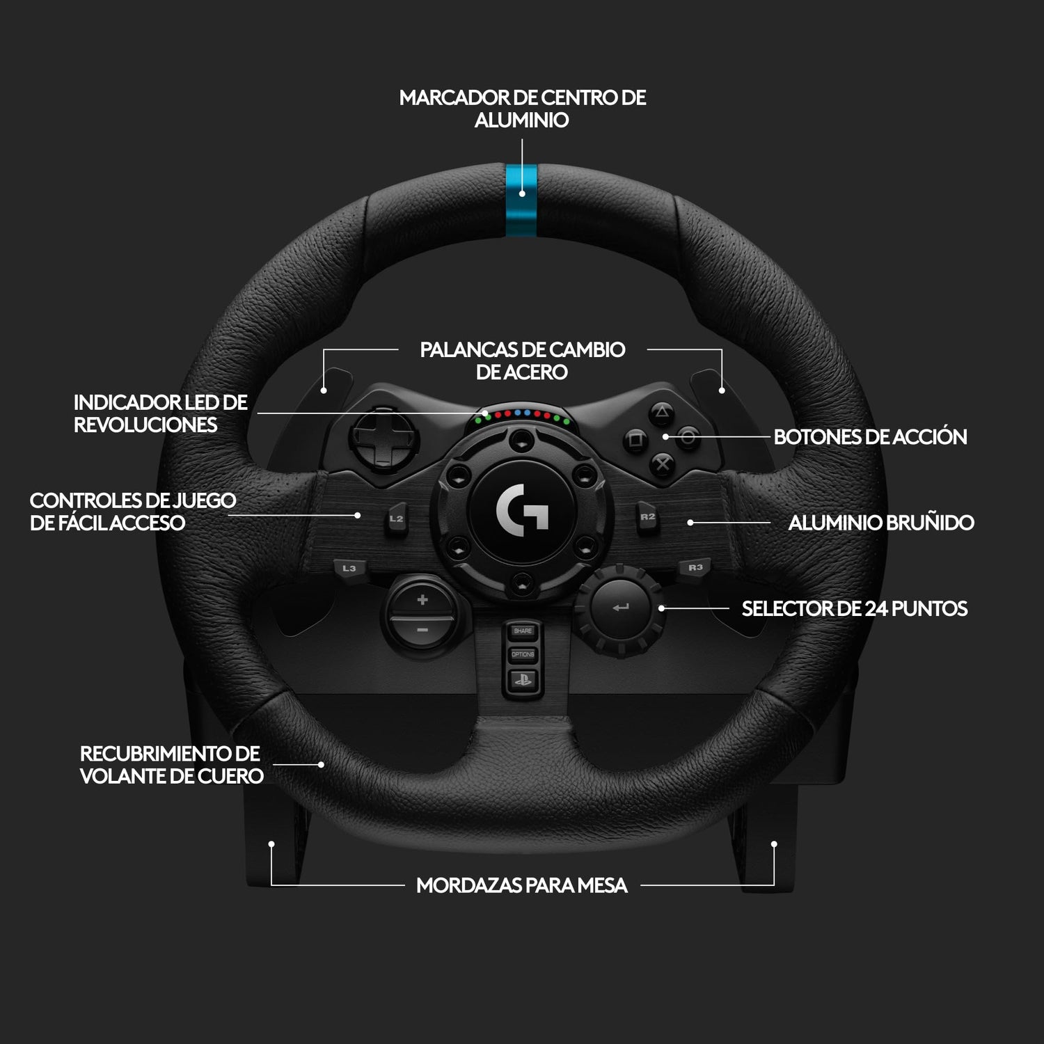 Logitech G G923 Racing Wheel and Pedals, Force Feedback TRUEFORCE,1.000 Hz, respuesta eficaz, control de salida de doble embrague, volante auténtico, para PS5, PS4, PC, Mac - Negro