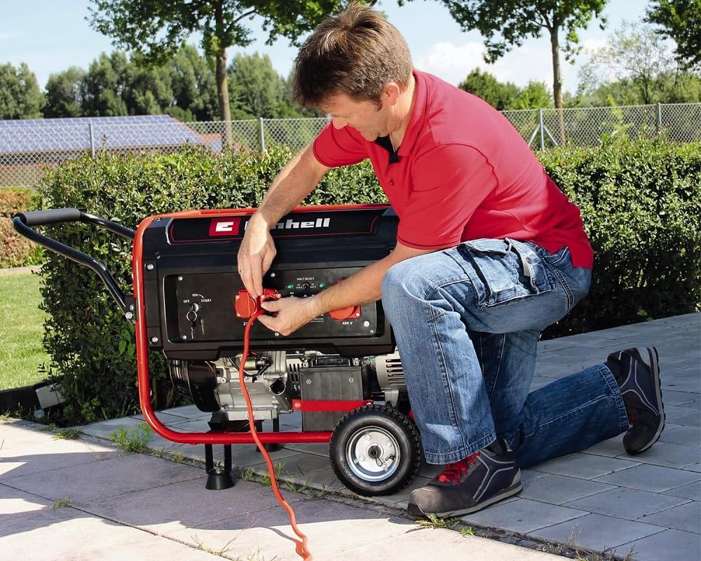 Einhell Generador eléctrico (gasolina) TC-PG 55/E5 (máx. 3600 W, motor de 4 tiempo robusto y de bajas emisiones, tomas 2 x 230V + 1 x 400V, 25 L tanque, AVR / fusible de bajo nivel de aceite)