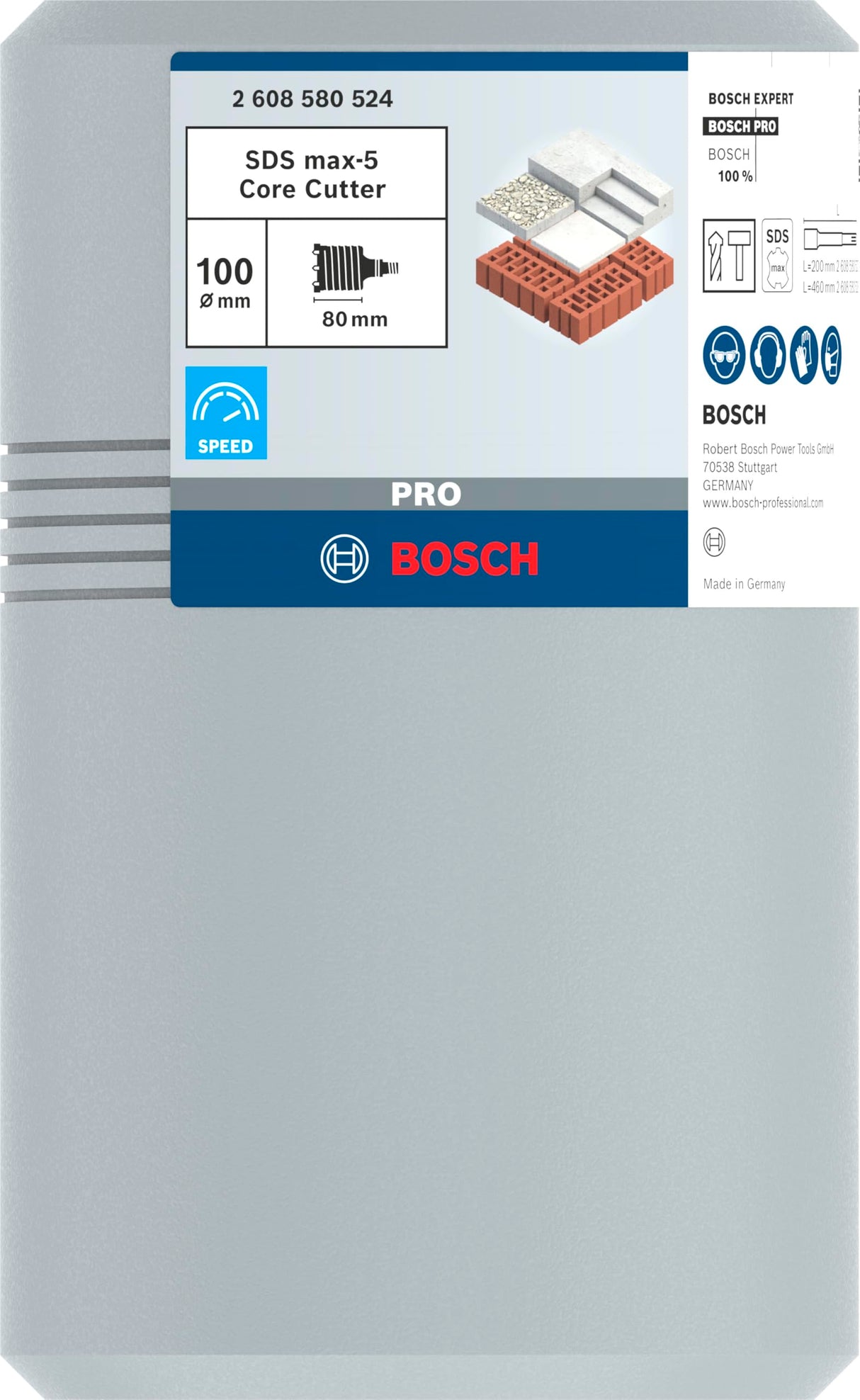 Bosch 2 608 580 524 - Corona perforadora hueca SDS-max-9-100 x 80 mm (pack de 1)