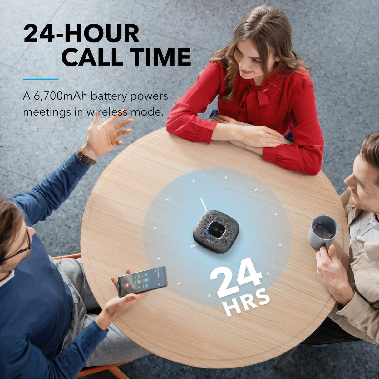 Anker PowerConf Altavoz Bluetooth para Conferencias con 6 Micrófonos Integrados, Captación y Grabación de Voz Mejorada, 24 Horas de Autonomía, USB-C, Certificado por Zoom, para Oficina en Casa