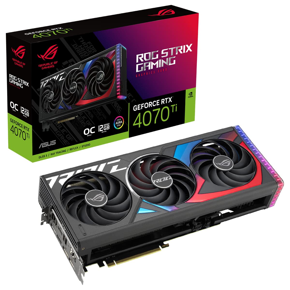 ASUS ROG Strix GeForce RTX 4070 Ti OC Edition - Tarjeta Gráfica Gaming (PCIe 4.0, 12GB GDDR6X, HDMI 2.1a, DisplayPort 1.4a)