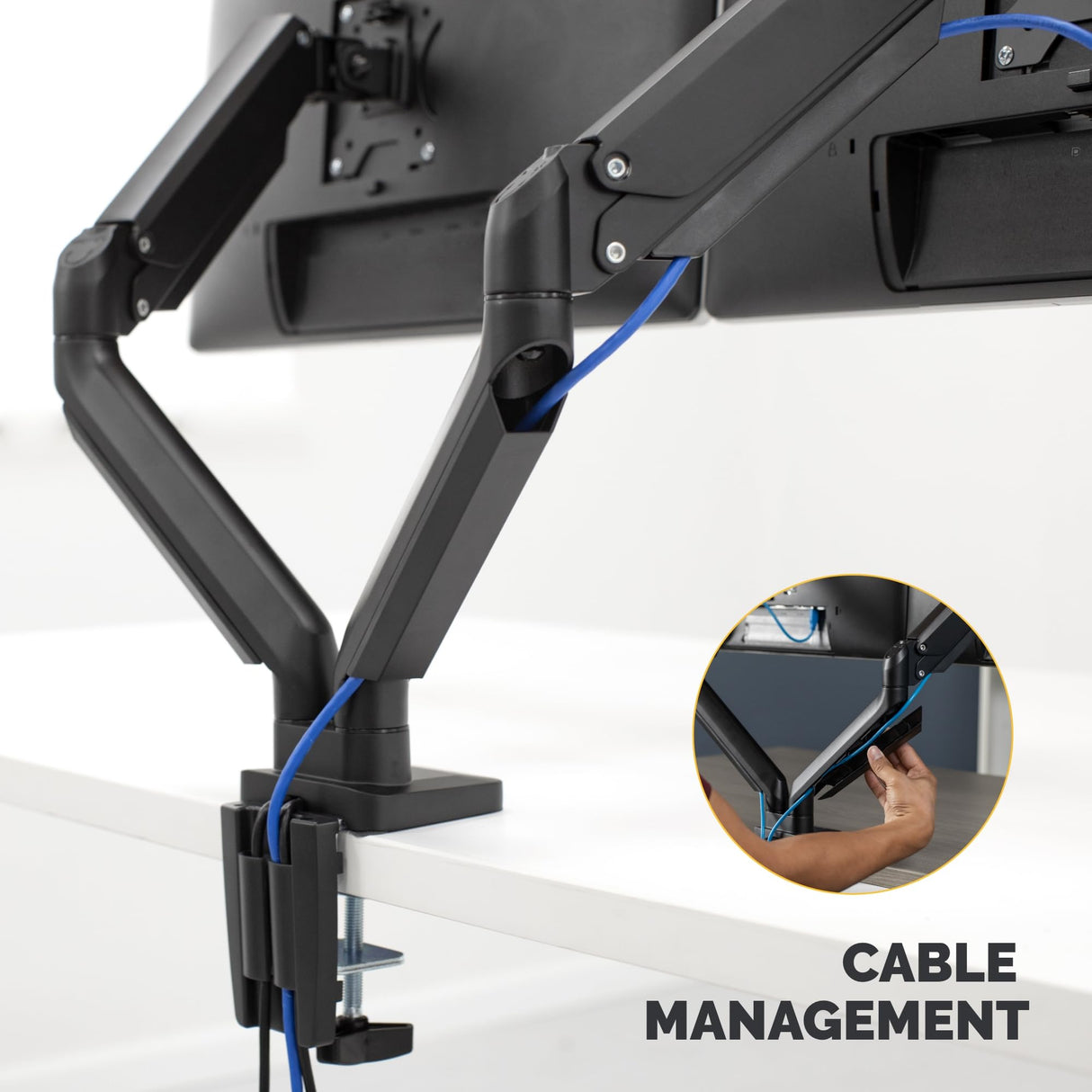Fellowes Brazo para Monitor Doble Platinum Series - Soporte para Monitor Ajustable, con Funciones de inclinación, Giro y rotación y con 2 Puertos USB - Tamaño máximo del Monitor 32" - Negro