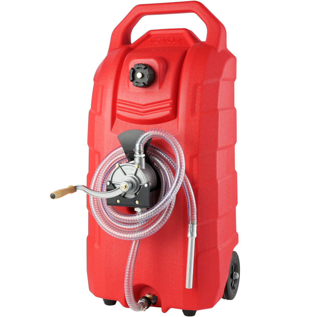 VEVOR Tanque de Combustible Portátil con Ruedas 16 Gal 60L Bidón de Gasolina 7,8L/min con Bomba Manual, Transferencia de Combustible para Gasolina, Diesel, Aceite, Máquina, Cortacésped, Coche, Tractor
