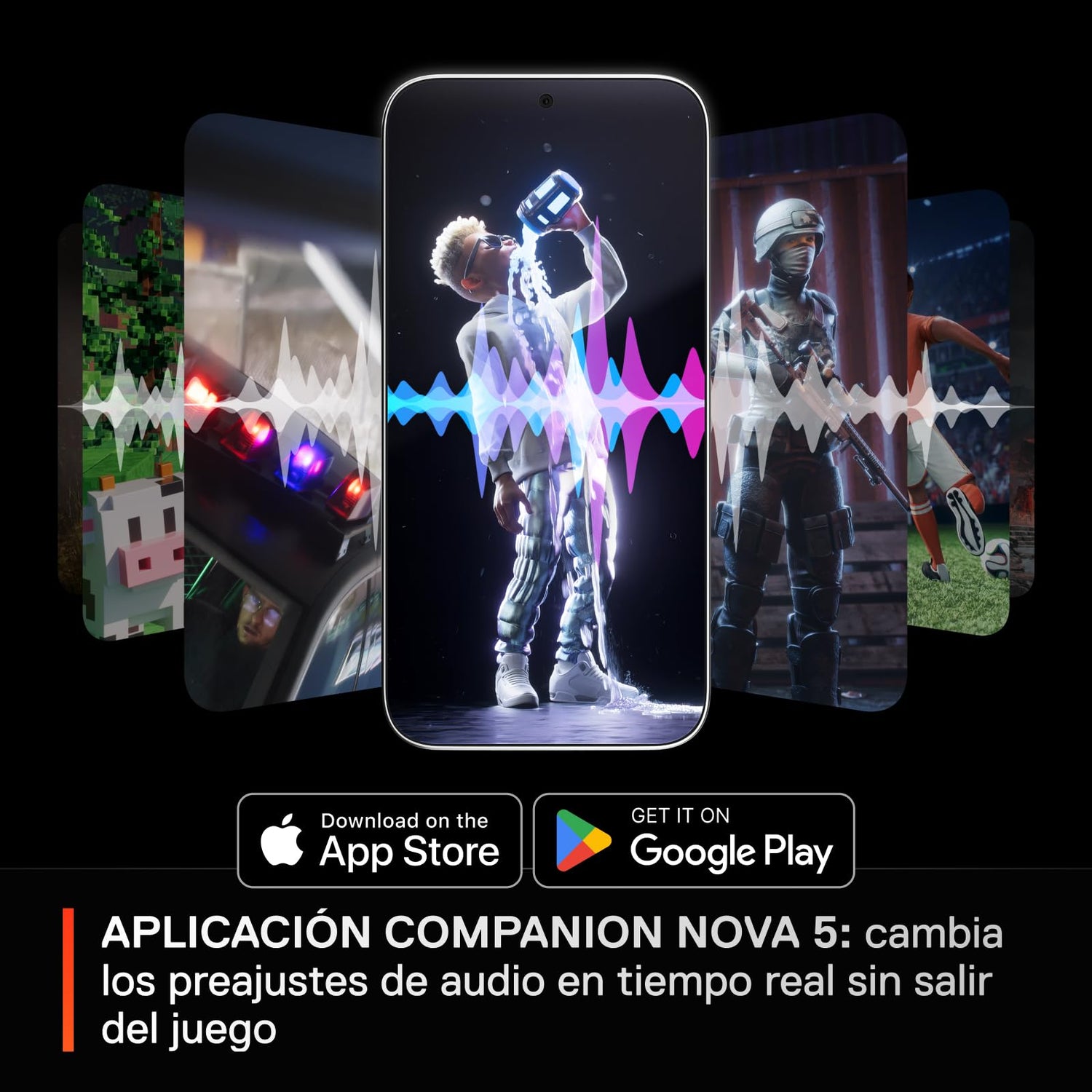 SteelSeries Arctis Nova 5 Cascos gaming inalámbricos PC, PS5, Switch 2, móvil - Controladores magnéticos de neodimio - Más de 100 preajustes de audio - Batería de 60h - 2,4 GHz o BT - Micro Gen2.X