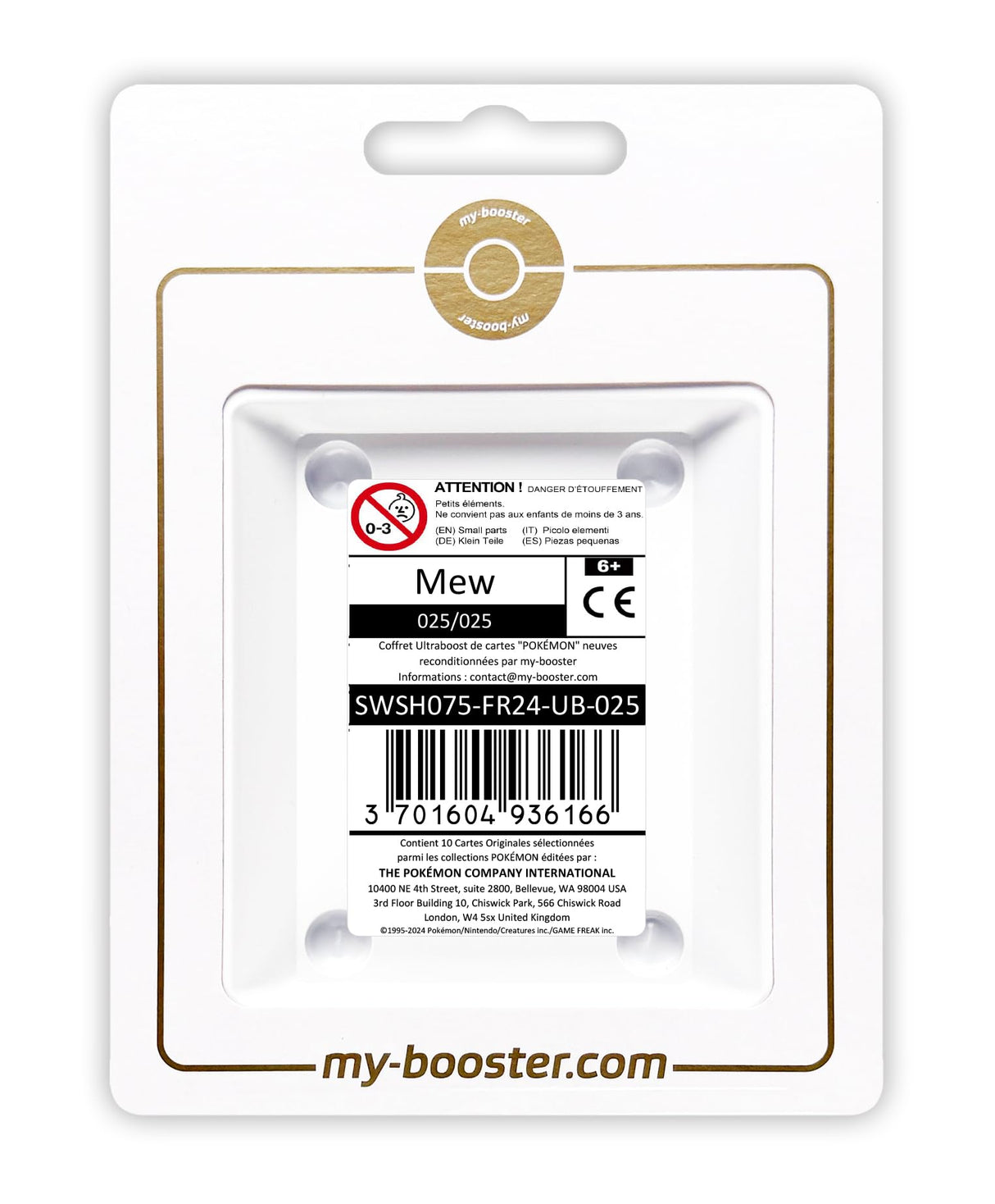 Mew 025/025 Oro - Ultraboost X Epée et Bouclier - Célébrations - 25 ANS - Box de 10 Cartas Pokémon Francés