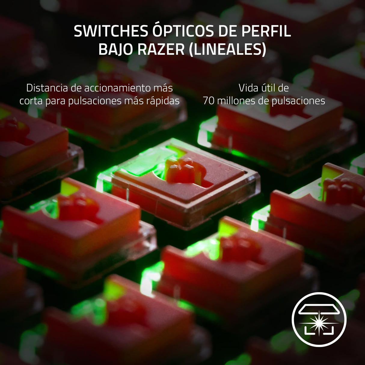 Razer DeathStalker V2 Pro Tenkeyless (Interruptor Rojo) - Teclado Óptico Inalámbrico para Juegos de Bajo Perfil (Interruptores Ópticos Lineales, HyperSpeed Wireless, Bluetooth 5.0) Diseño US, Blanco