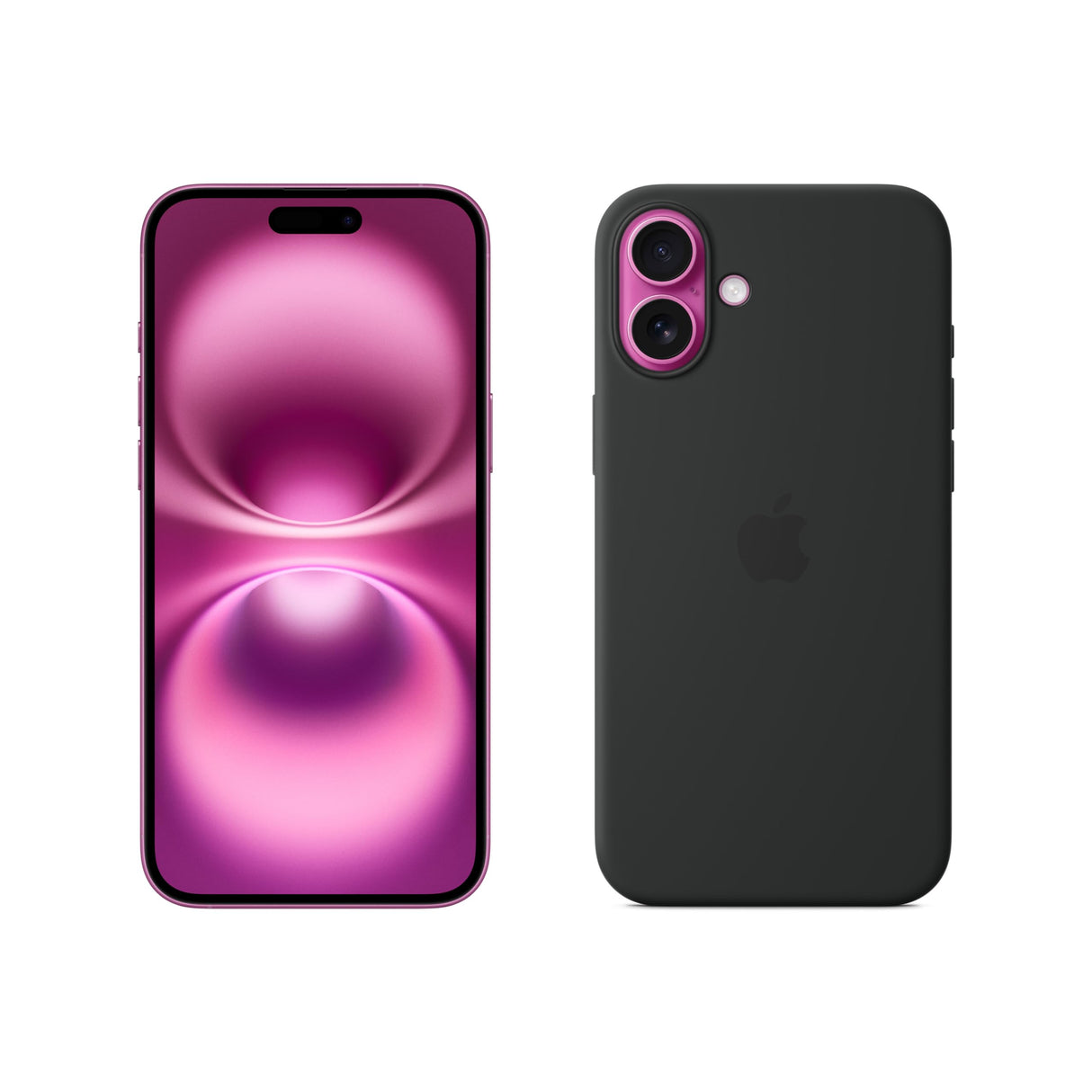 Apple iPhone 16 Plus (128 GB) - Rosa + Funda de Silicona con MagSafe - Negro