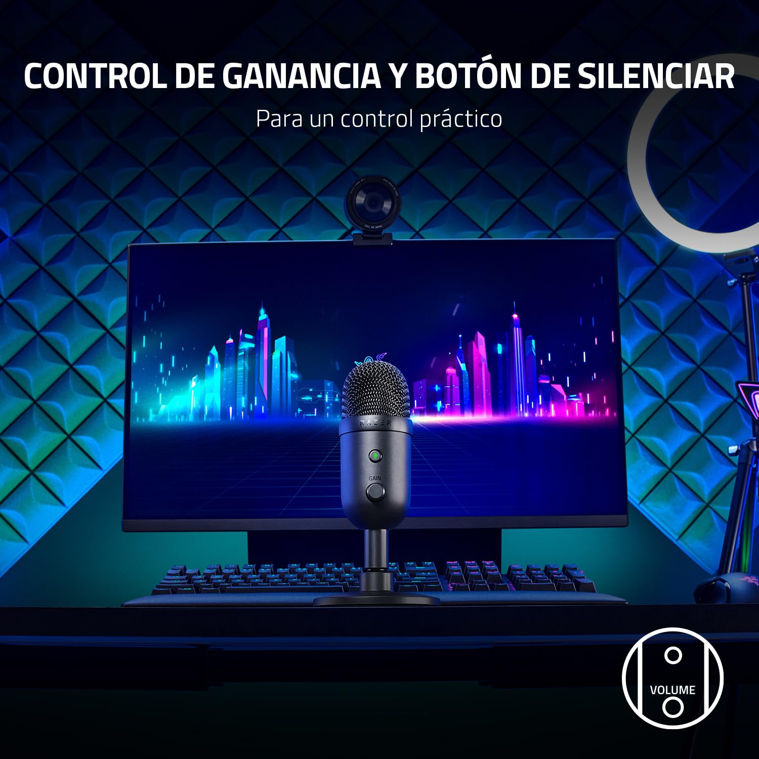 Razer Seiren V2 X - USB-Mikrofon für Streamer (25-mm Mikrofon, Supernieren-Richtcharakteristik, Verstärkungsbegrenzer, Mikrofonüberwachung, Schockdämpfer) Noir
