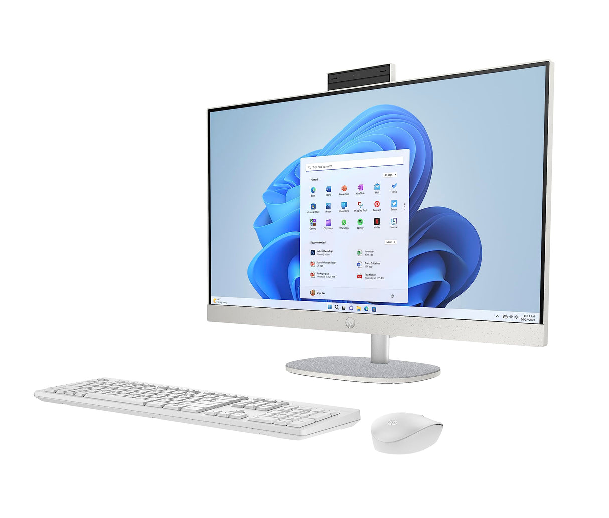 HP 27-cr0005ss - Ordenador de 27" Full HD Con Cámara, Teclado y Ratón Inalámbricos (AMD Ryzen 7 7730U, 16GB RAM, 1TB SSD, AMD Radeon Graphics, Windows 11) Blanco - Teclado QWERTY Español