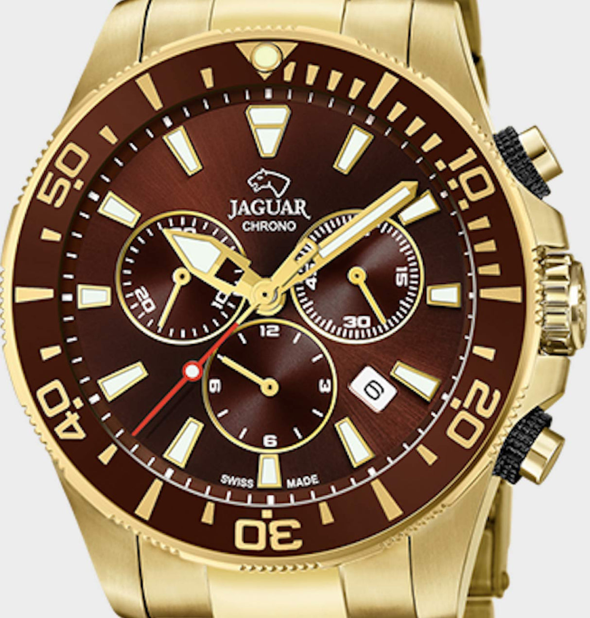 JAGUAR Reloj Modelo J864/4 de la colección Executive, Caja de 43,5 mm Chocolate con Correa de Acero Chapado para Caballero