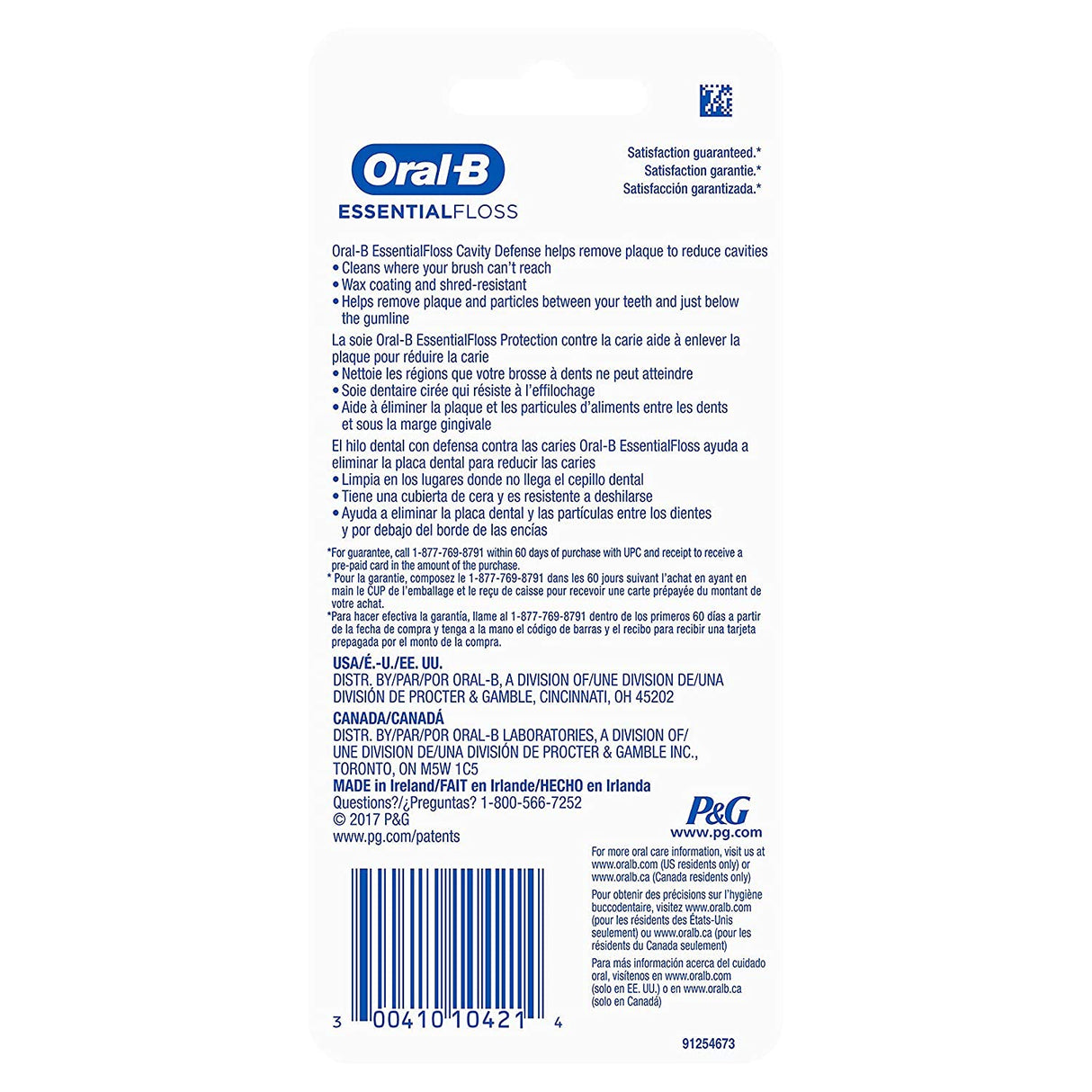 Oral-B EssentialFloss - Hilo dental para defensa de cavidades, 50 m, paquete de 2