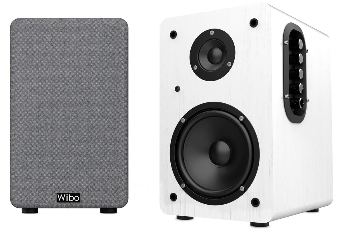 Wiibo Neo 100 White Altavoces Vintage Estanteria Bluetooth HiFi Activos 100w Pareja