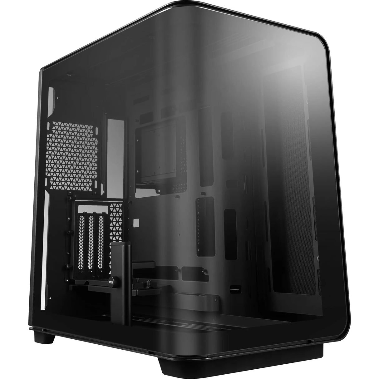MSI Meg Maestro 700L PZ Mid-Tower - E-ATX, Soporte Vertical para GPU y Cable Riser PCIe 4.0, Soporte para GPU de una Pieza, Aluminio de una Pieza, Panel de Vidrio Templado Curvado de 270°, USB Type-C
