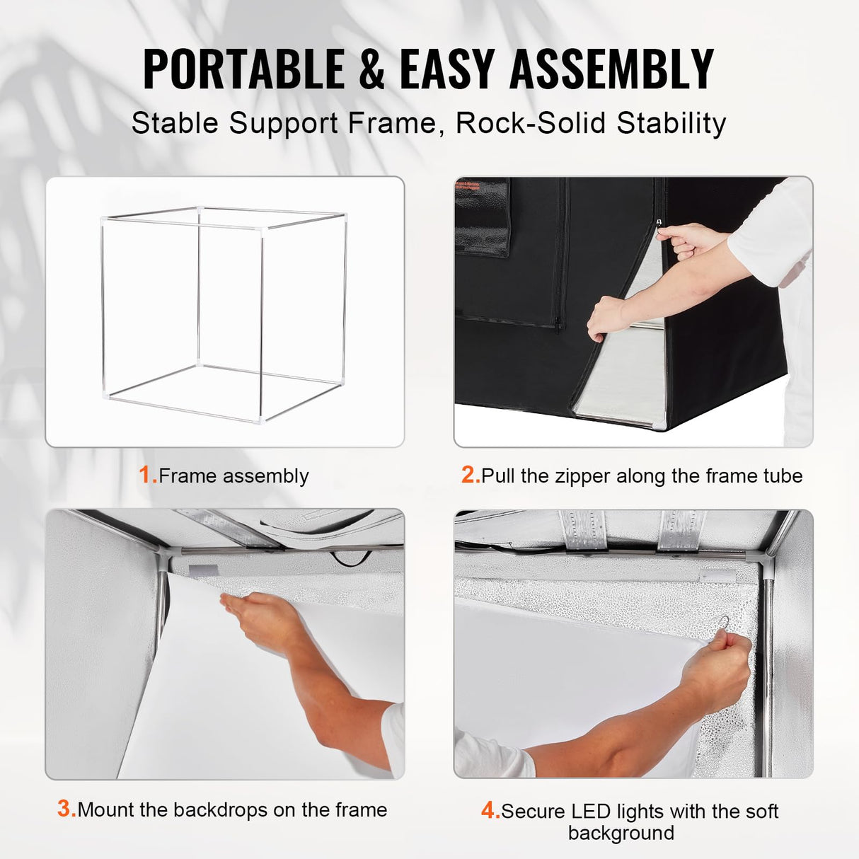 VEVOR Caja de Luz para Estudio Fotográfico 81,5x81,5 cm 5600K Caja de Fotos para Fotografía 210 Luces Led 5 Fondos Adaptador de Corriente Piezas de Esquina de Tela Suave CRI ≥95 para Fotografía