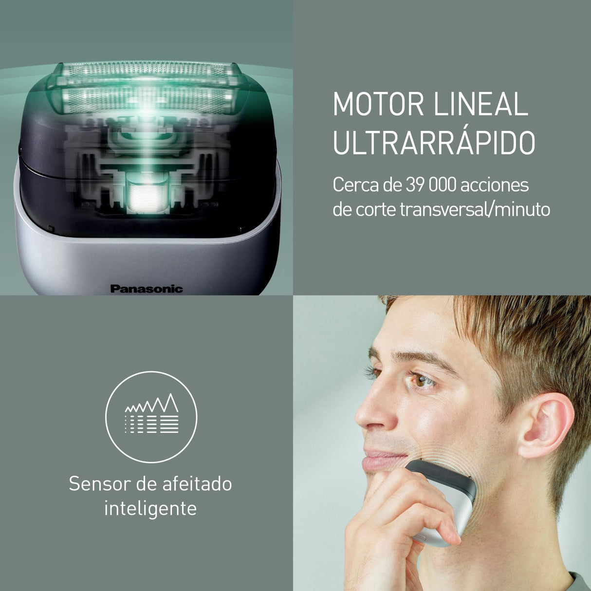 Panasonic ES-ACM3BW503 Serie 700 Afeitadora Compacta de 3 Cuchillas, Afeitadora Eléctrica Húmeda y Seca para Hombres, Sensor de Barba, Resistente al Agua IPX7, Carga USB-C y Adaptador, Blanco