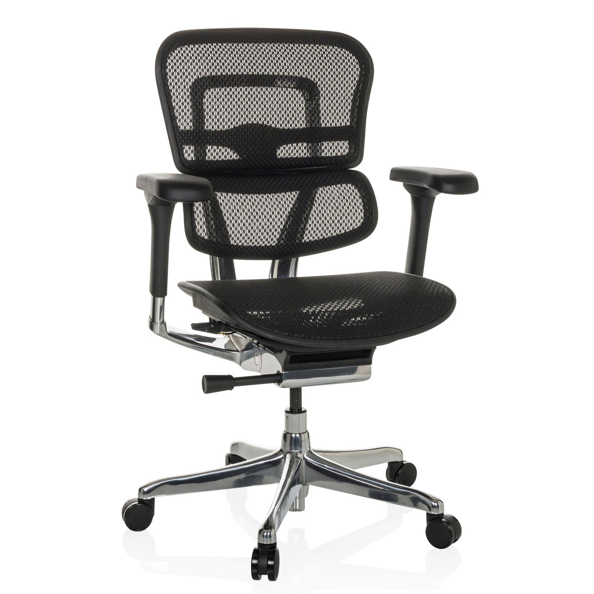 hjh OFFICE Silla de Oficina ergonómica ERGOHUMAN Base GEN2 Diseño Original, Silla de Oficina con Soporte Lumbar Flexible, Malla Negra