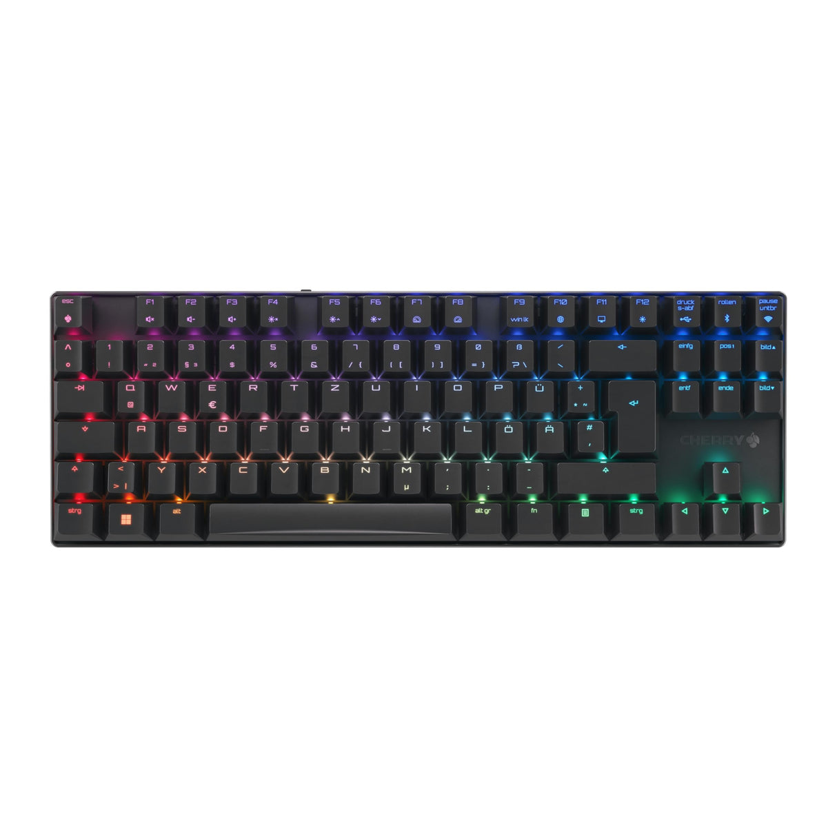 CHERRY MX 8.2 TKL Wireless, Teclado Gaming Inalámbrico sin Bloque Numérico, Disposición Alemania (QWERTZ), Bluetooth, 2,4 GHz & Cable, Switches MX2A RED, Negro