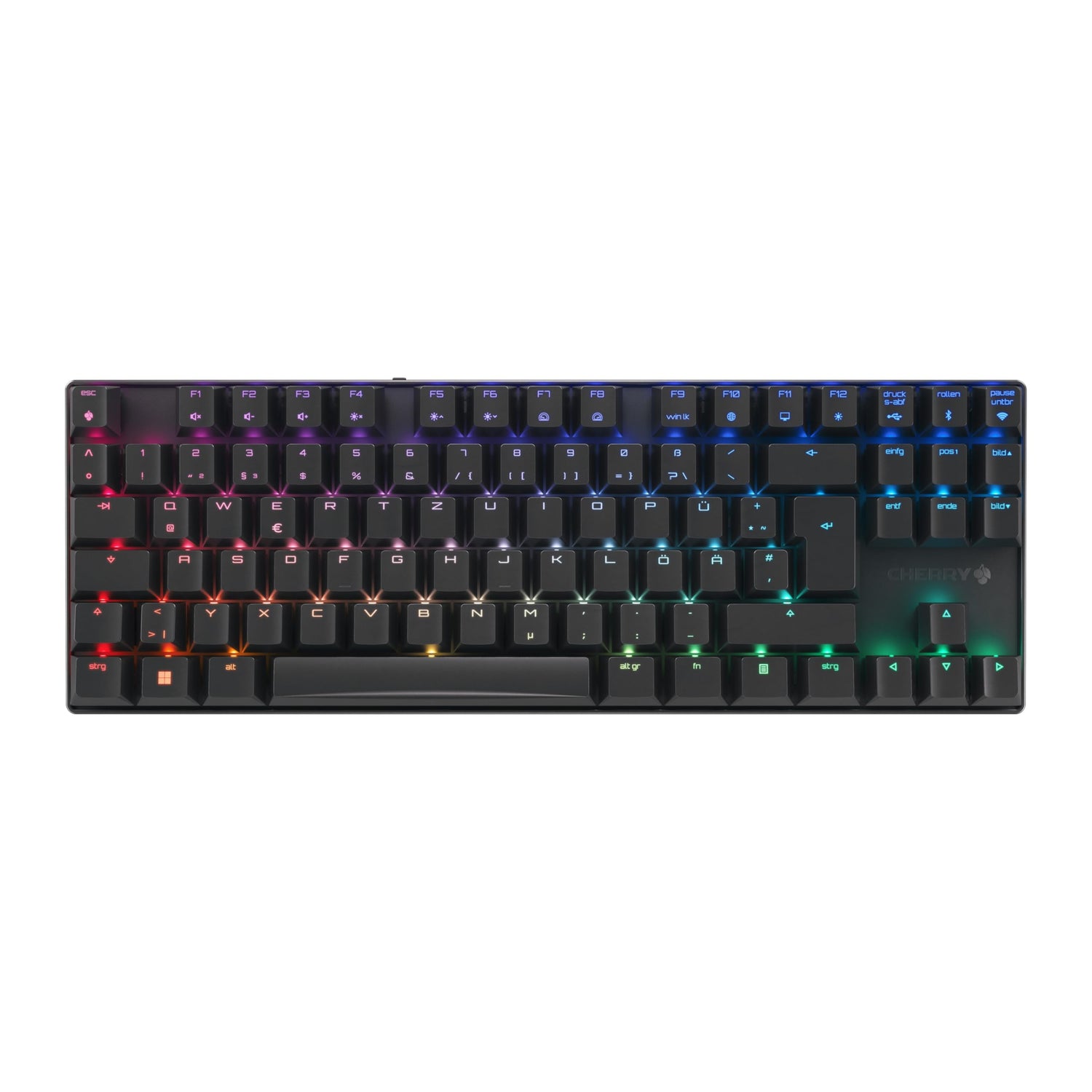 CHERRY MX 8.2 TKL Wireless, Teclado Gaming Inalámbrico sin Bloque Numérico, Disposición Alemania (QWERTZ), Bluetooth, 2,4 GHz & Cable, Switches MX2A RED, Negro