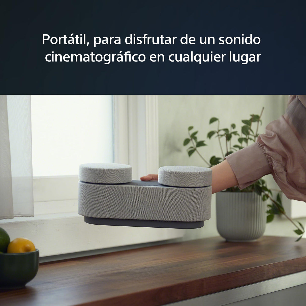 Sony HT-AX7 Sistema de Sonido Surround Portátil para Tablet, Smartphone, Ordenador Portátil, Proyector, Batería 30 Horas, Fácil Conexión Bluetooth, Gris