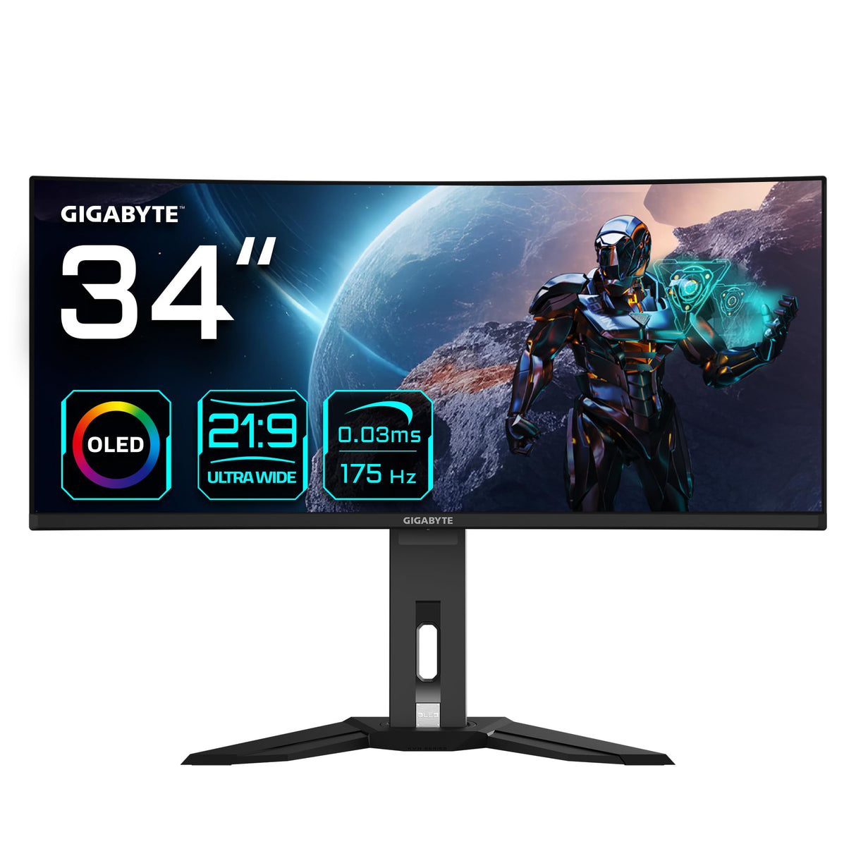 Gigabyte Monitor de Juegos Curvo OLED WQHD MO34WQC de 34" - 3440 x 1440, 175Hz, 0.03ms, KVM, 250 CD/m², FreeSync Premium Pro, DisplayHDR True Black 400, HDMI 2.1, Displayport 1.4