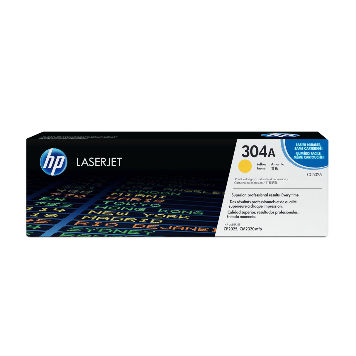 HP 304A CC532A Amarillo, Cartucho Tóner Original, de 2.800 páginas, para impresoras HP ColorLaserJet CP2025, CM2320 y CP2020