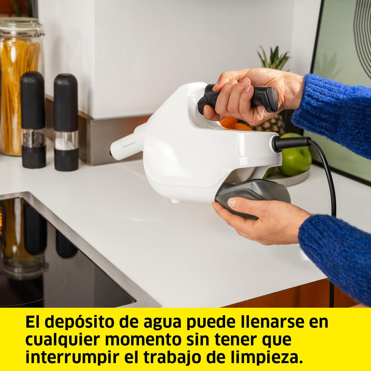 Kärcher Limpiadora de vapor SC 1 Multi & Up, tiempo de calentamiento: 30 s, rendimiento: 30 m², depósito: 0,2 l, 1,6 kg, boquilla suelos EasyFix Large, paño microfibra, cartucho de descalcificación