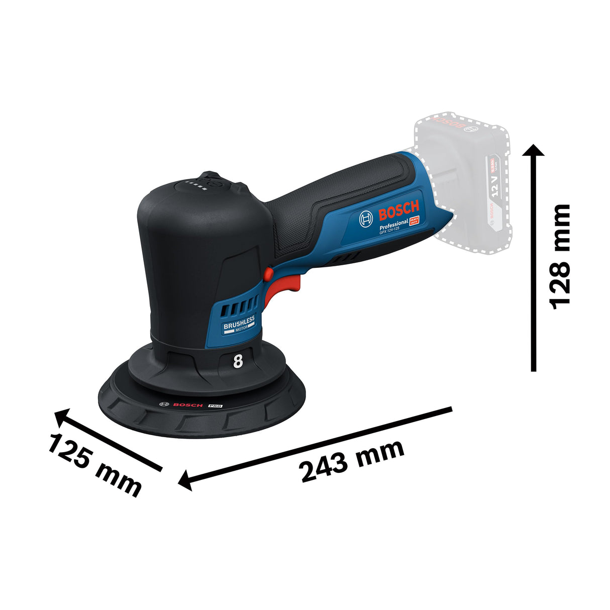 Bosch Professional 12V System pulidora a batería GPX 12V-125 (incl. herramienta con plato de caucho montado con cierre por contacto de 125 mm, plato de espuma de corte y pulido de 125 mm)