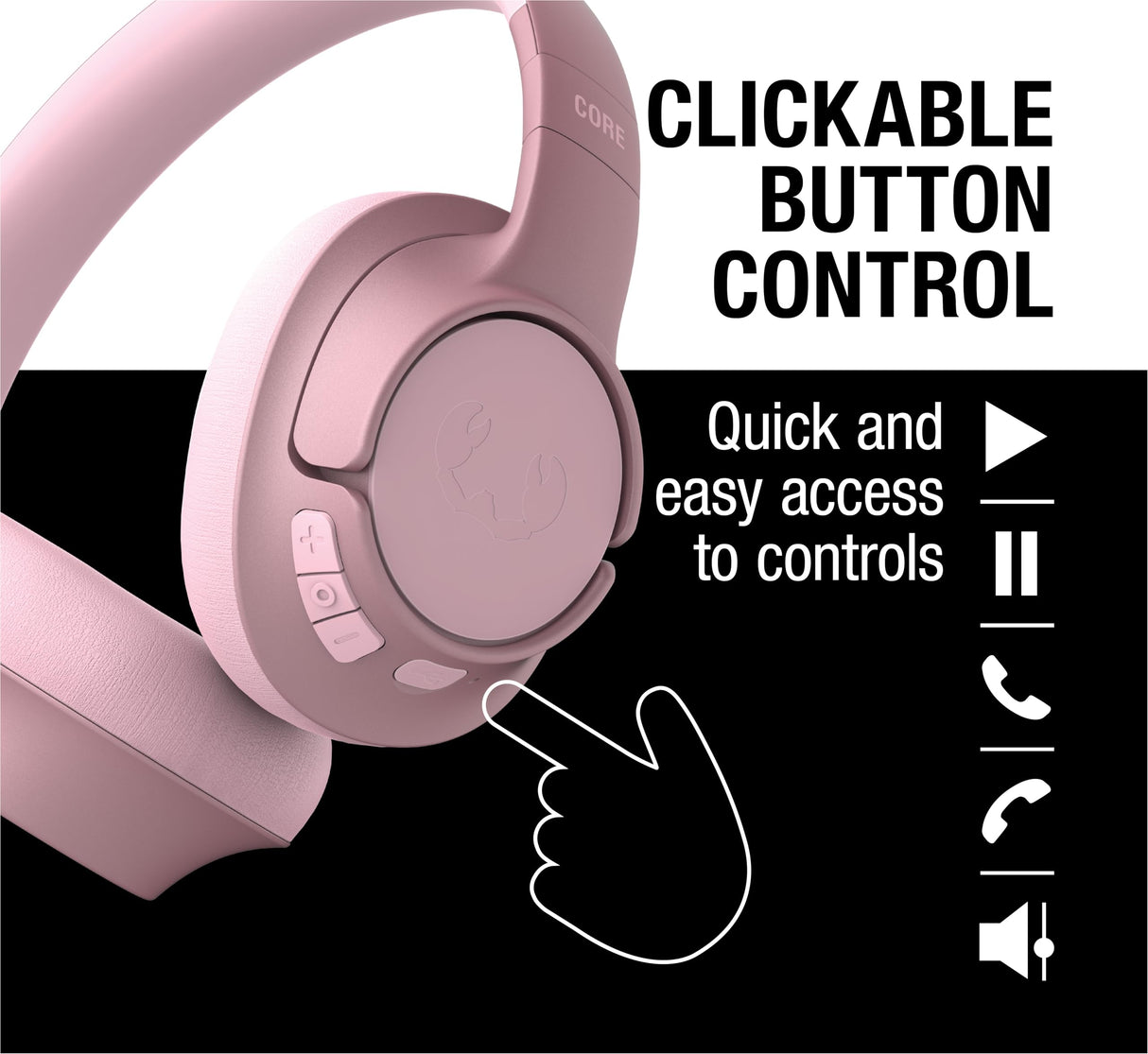 Fresh 'n Rebel Clam Core Auriculares Bluetooth Circumaurales con micrófono ENC (Llamadas, Auriculares inalámbricos Over-Ear con Botones de Volumen, 45h de autonomía (Pastel Pink)