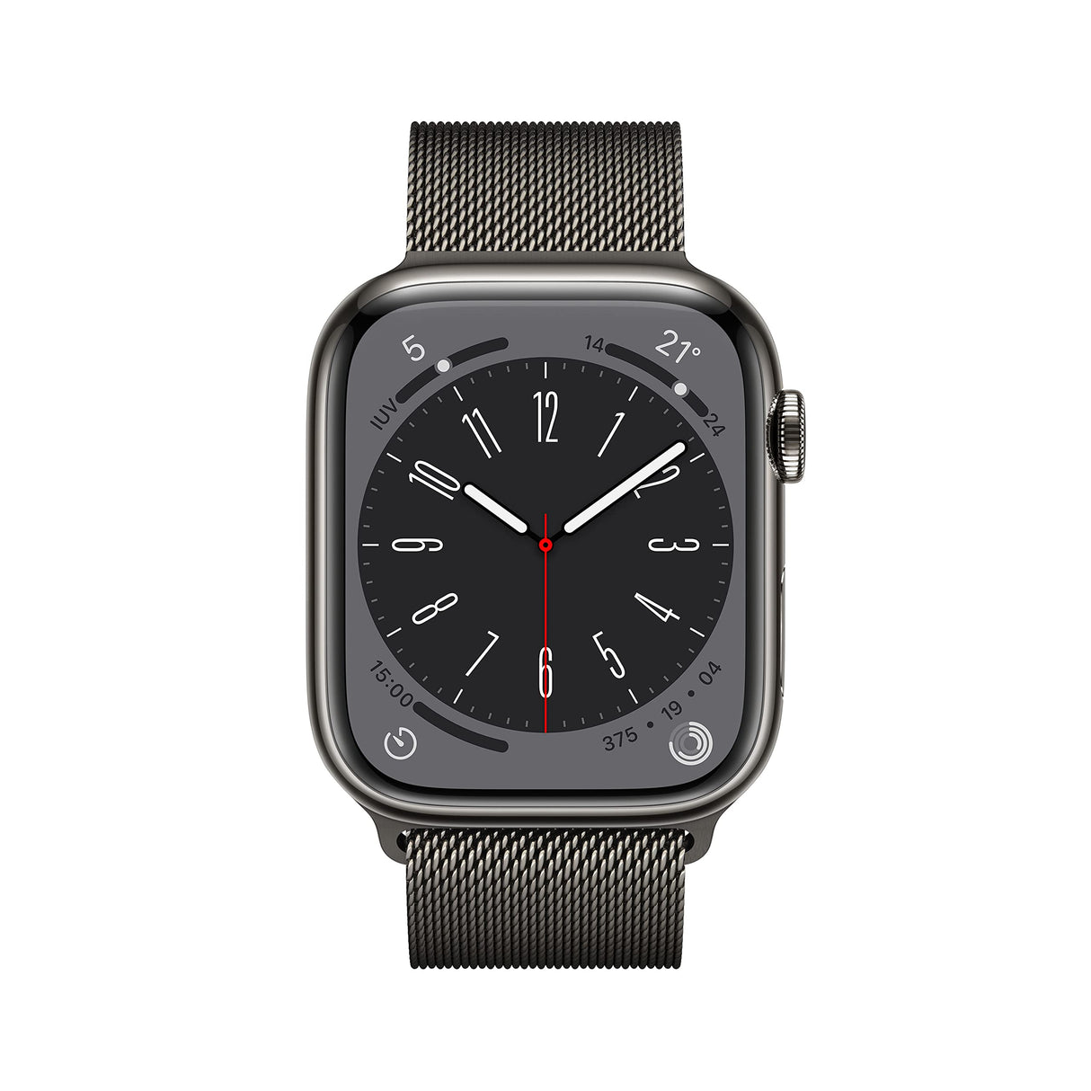 Apple Watch Series 8 (GPS + Cellular, 45mm) Reloj Inteligente con Caja de Acero Inoxidable en Grafito - Pulsera Milanese Loop en Grafito. Monitor de entreno, Resistencia alagua