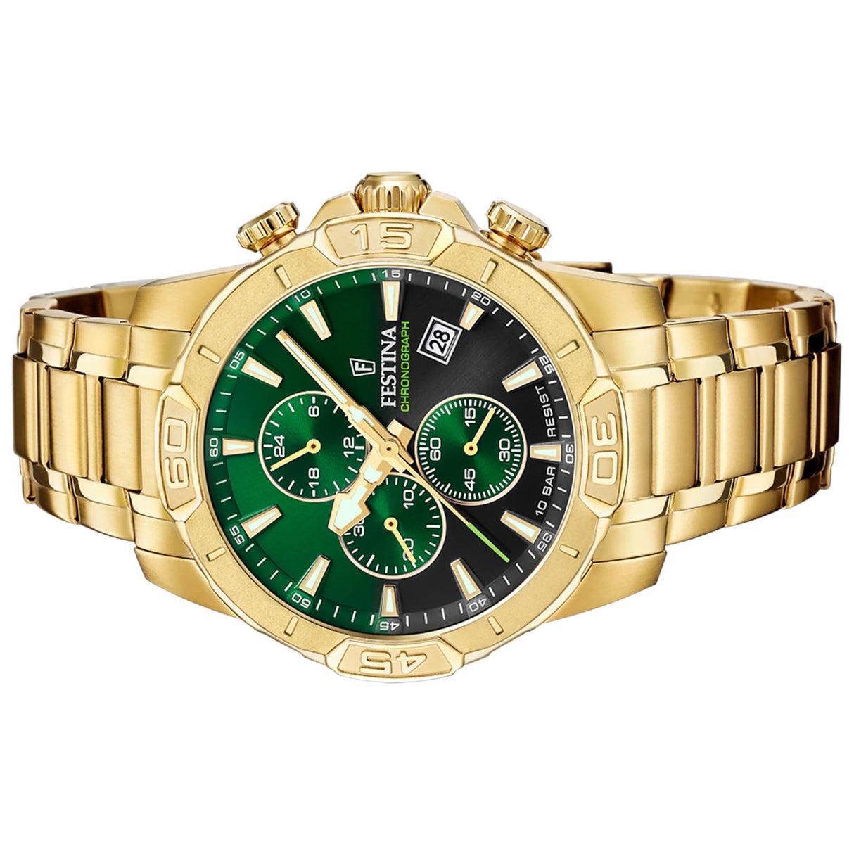 Festina Reloj Hombre F20705/6 Timeless Chronograph Caja de Acero Inoxidable 316l Dorado Correa de Acero Inoxidable 316l Dorado