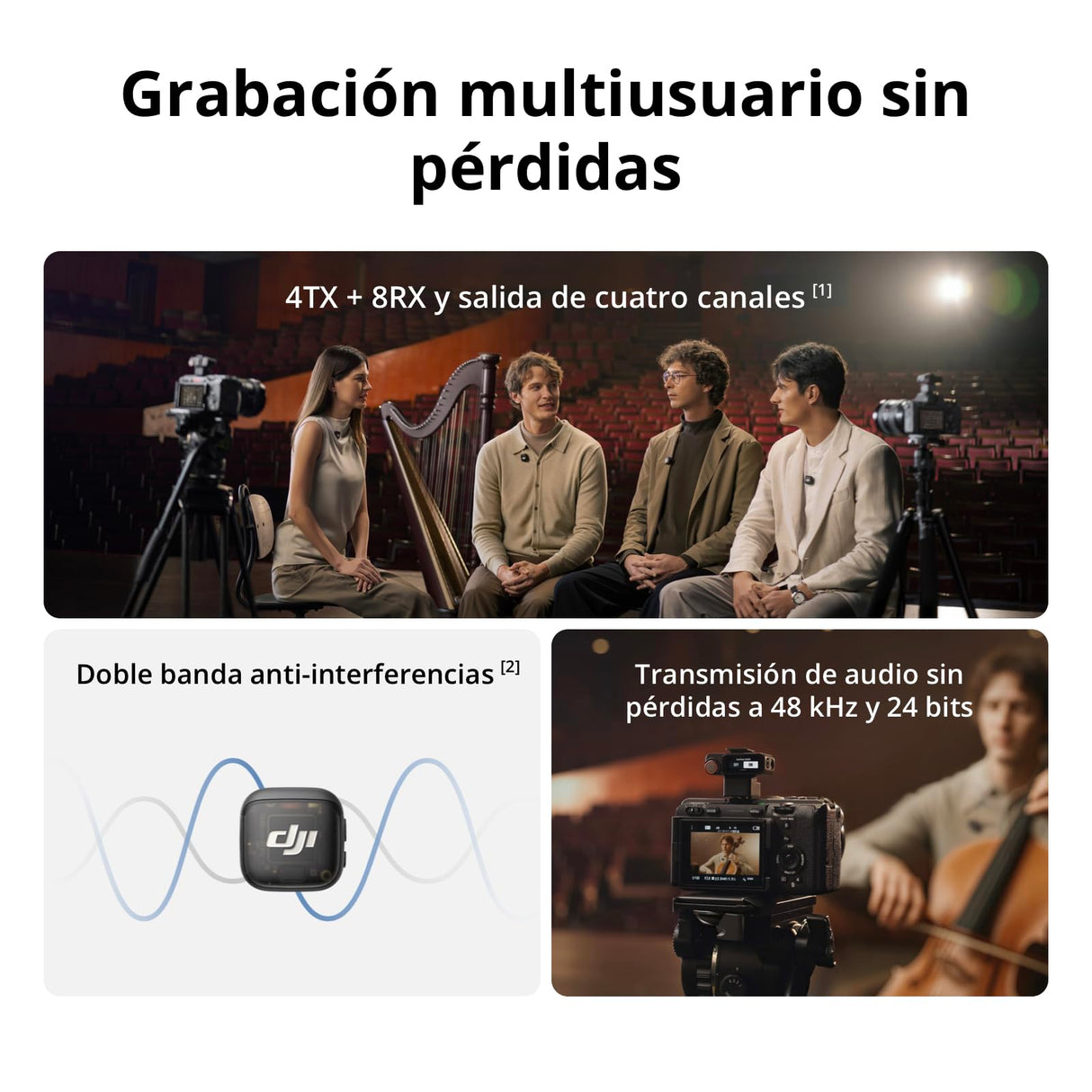 DJI Mic 3 (2 TX + 1 RX + Estuche de Carga), micrófono inalámbrico para iPhone/cámara/Android, Ultraligero, Control de Ganancia adaptativo para Volumen equilibrado, 28 Horas de Uso, vlog