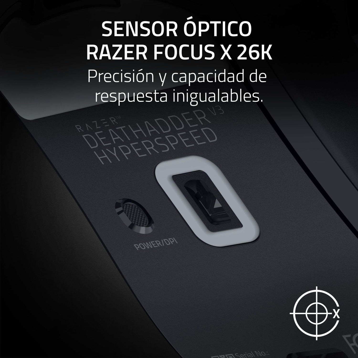Razer DeathAdder V3 HyperSpeed - Ratón ergonómico e-Sports inalámbrico Ultraligero para Juegos con 26K dpi (55g, Revestimiento Suave al Tacto, 100h de duración de la Pila, HyperSpeed 8K Hz) Negro