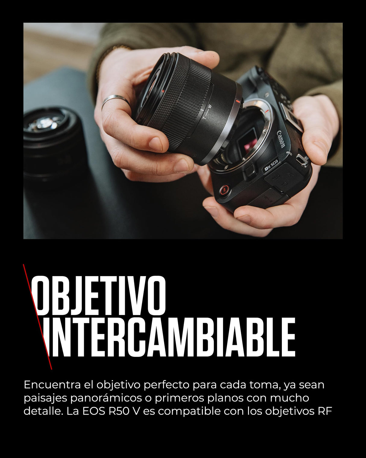 Canon EOS R50 V - (Cuerpo de Cámara) para Vlogging Compatible con Objetivos Canon RF | Creadores de Contenido, Vlogs y Viajes | Conexión por Bluetooth