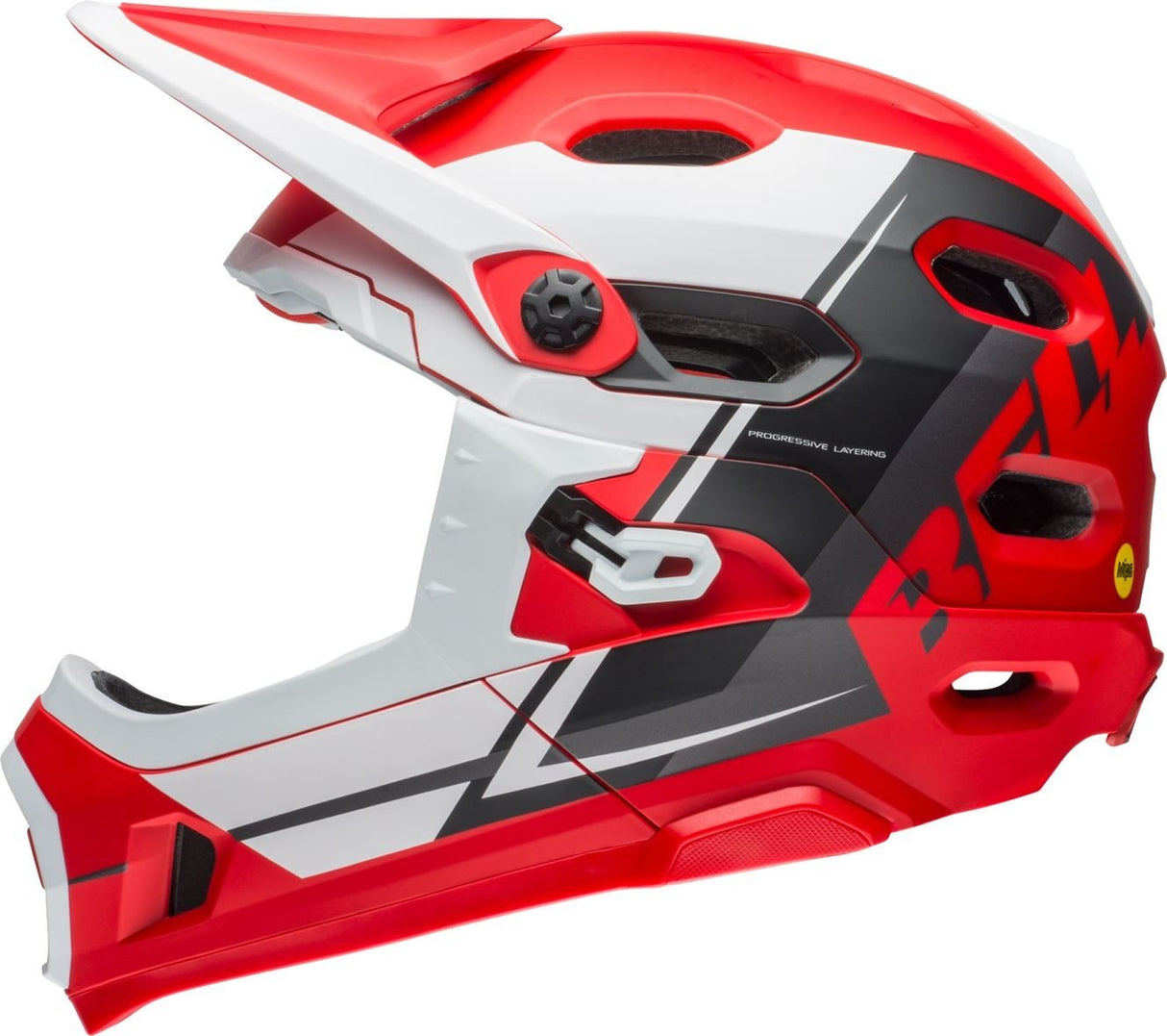 Bell Super DH MIPS Casco, Unisex, Rojo, Blanco y Negro, Small/52-56 cm