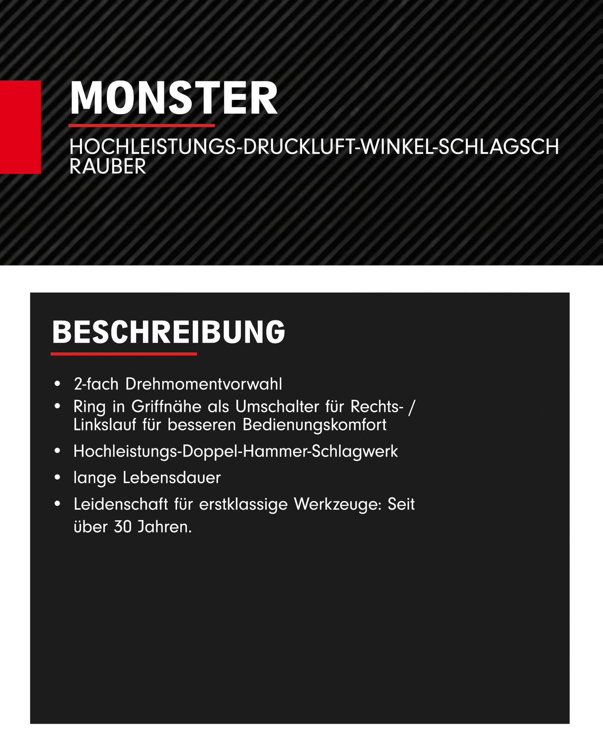KS Tools 515.1625 Atornillador de impacto angular a aire comprimido de 1/2" MONSTER de alta potencia, 271 Nm