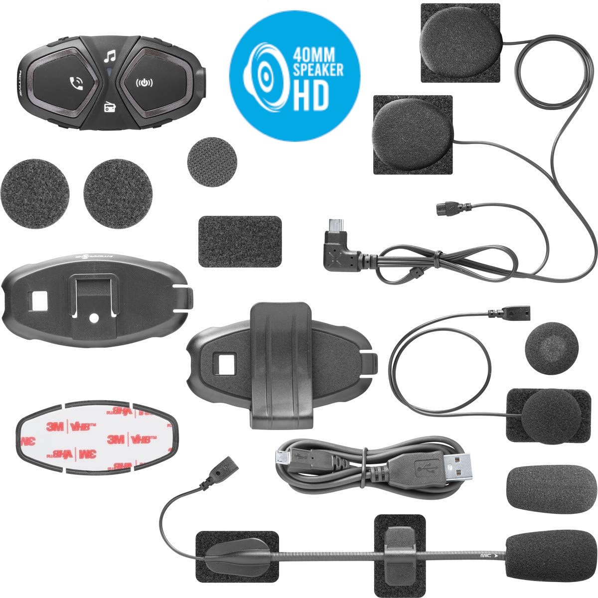 INTERPHONE Active HD – Intercomunicador para Casco de Moto, estéreo, Alta fidelidad, 40 mm, 4 Motociclistas, Distancia máxima 1 km, autonomía 15 Horas, Radio, GPS, TFT, Impermeable IPX67