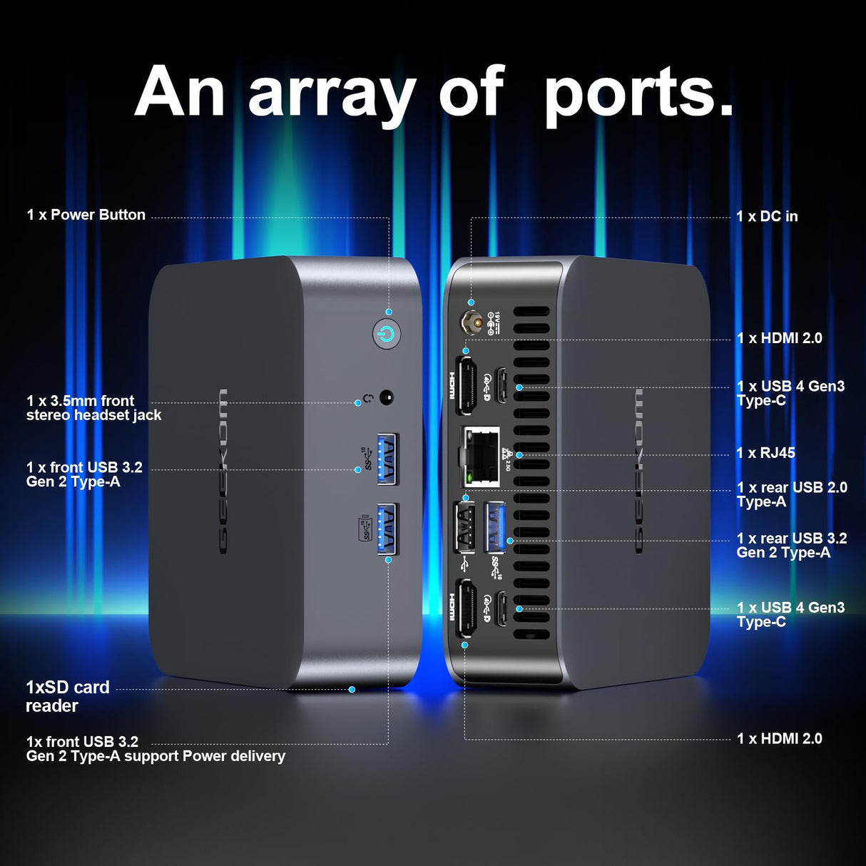 GEEKOM GT13 Pro Mini PC, 13ª generación i9-13900H (14 núcleos, 20 Hilos, hasta 5,4 GHz) 32 GB DDR4 2TB M.2 PCIe SSD Mini Ordenador de sobremesa Windows 11 Pro, Wi-Fi 6E | 8K Iris Xe Graphics | USB4*2