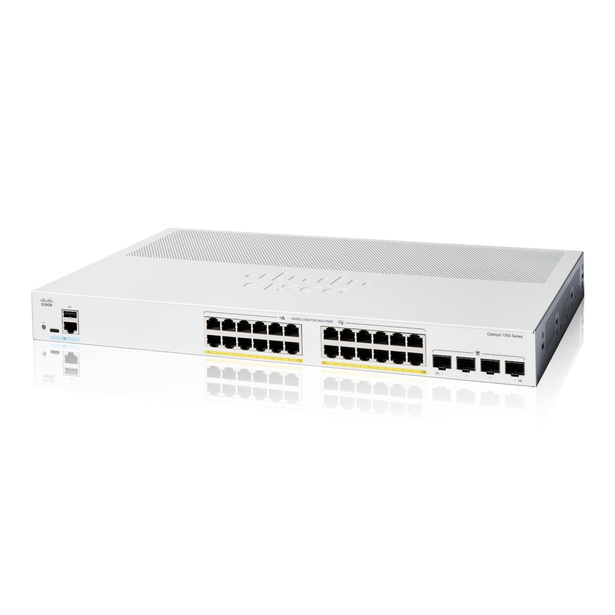 Cisco Switch Inteligente Cisco Catalyst 1200-24P-4G, GE de 24 Puertos, PoE, SFP GE 4x1, protección Limitada de por Vida (C1200-24T-4G)